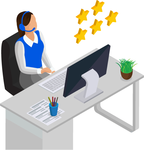 5 Star Customer Service Isometric Illustration